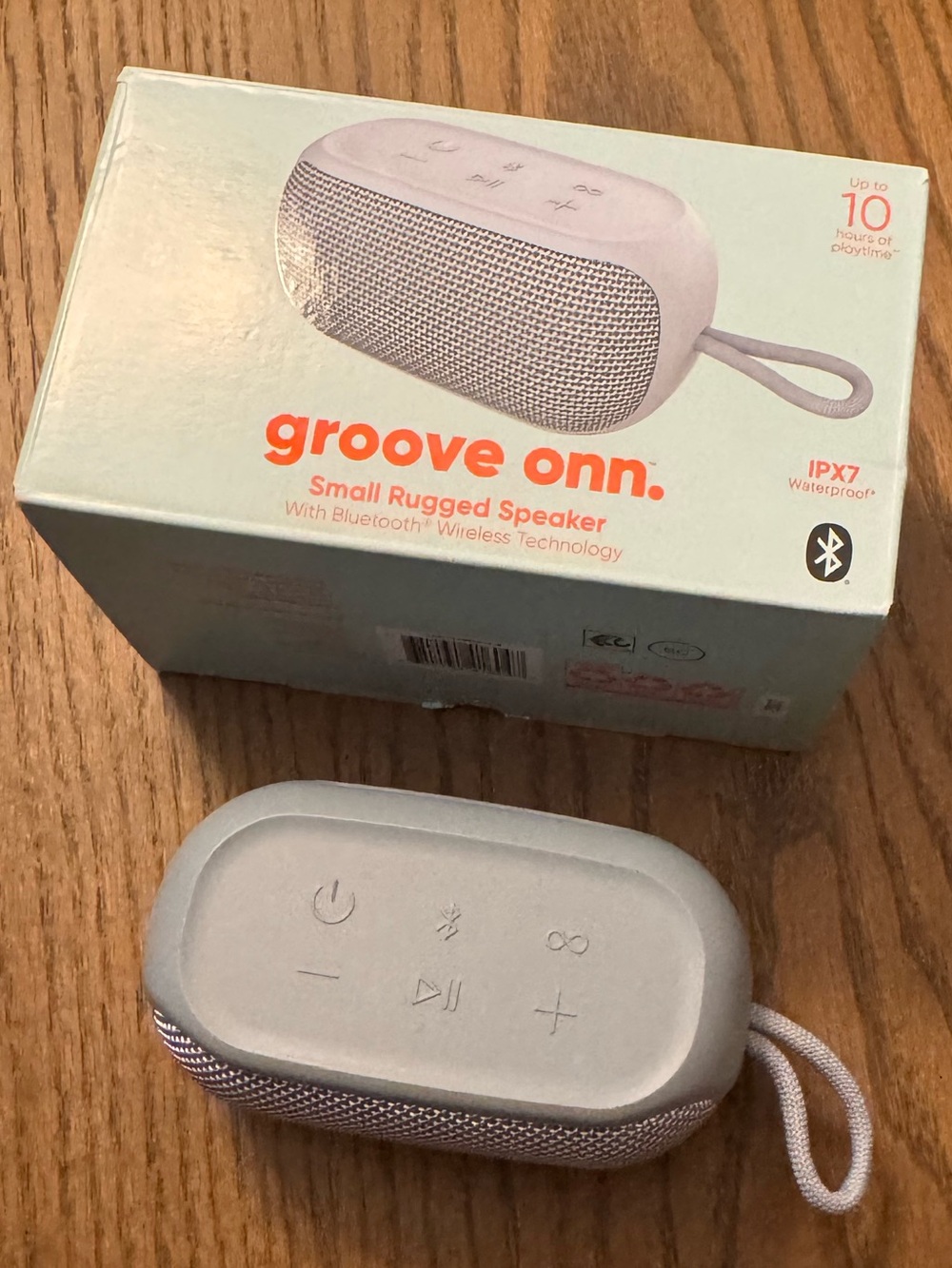 groove onn. Small Rugged Bluetooth Speaker - Light Gray